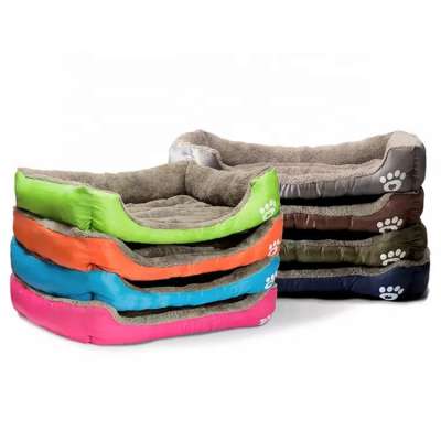 Colorful Removable Foldable Oxford Bottom Faux Fur Warm Big Dog Bed Cushion Waterproof Pet Bed